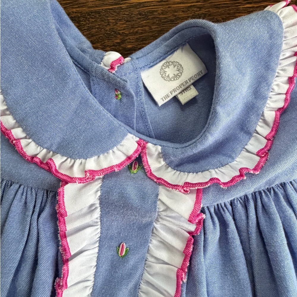 Proper Peony Chambray Ruffle Front Dress 5 - Picture 3 of 4